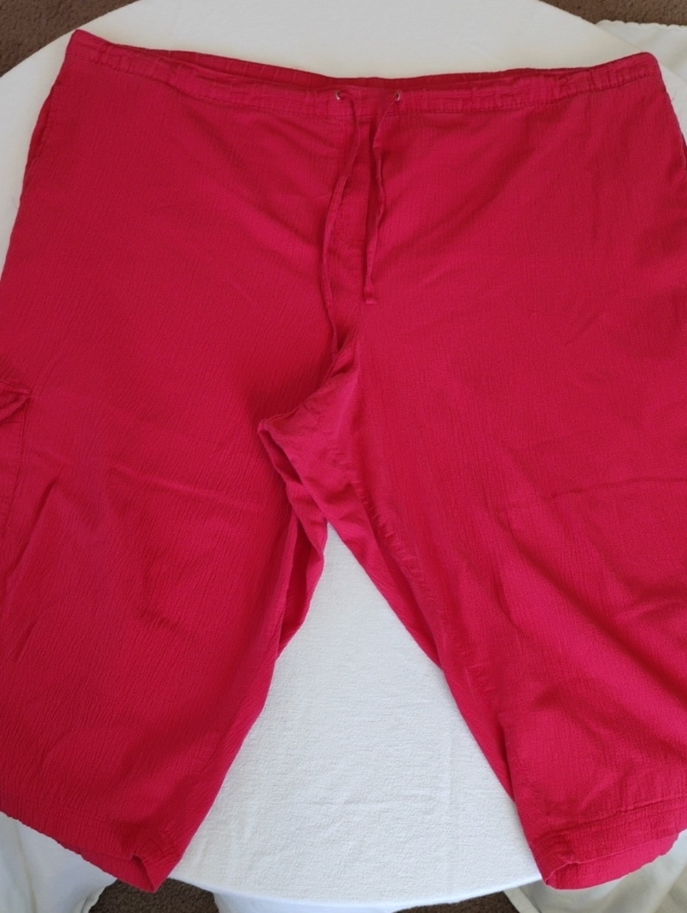 Bright Red Drawstring Capris 99% Cotton Stretch White Stag Plus Size 3X